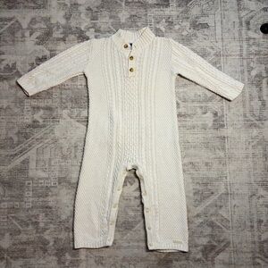 Janie and Jack Ivory Cable Knit Romper Baby One Piece 12–18M Classic Preppy